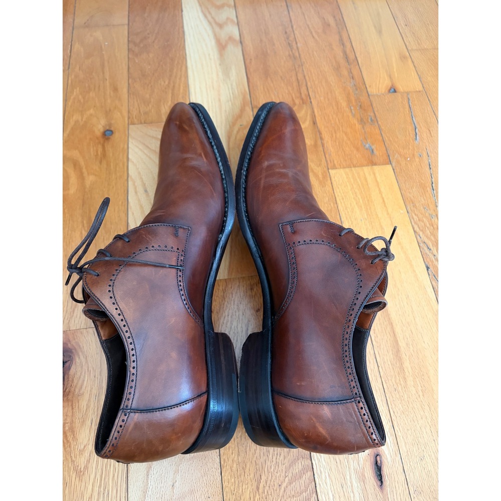 Ermenegildo Zegna Brown Leather Derby Dress Shoes Mens 12 Italy - Picture 5 of 11
